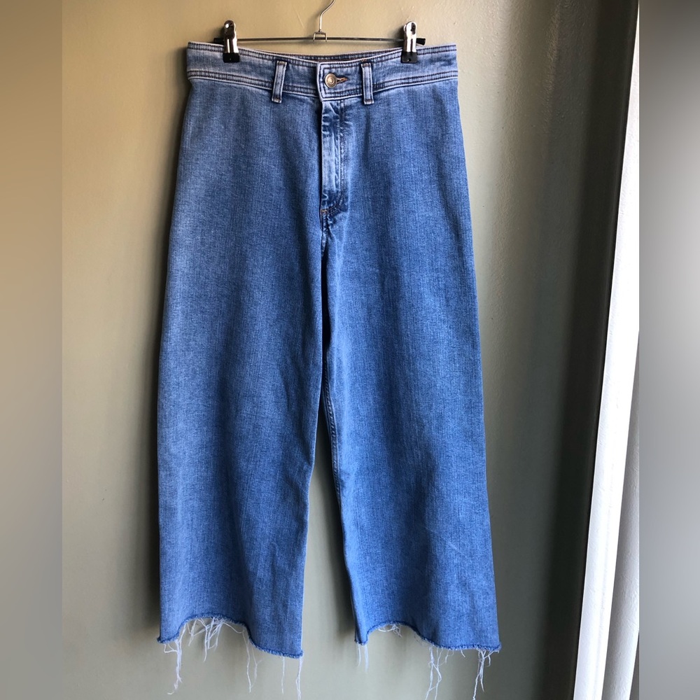 Zara Marine-Style Women's High-Rise Wide Leg Cropped Jeans Size: US 10